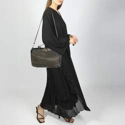 Pre Owned Valentino Black Leather Medium Rockstud Studded Trapeze Tote