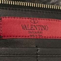 Pre Owned Valentino Black Leather Medium Rockstud Studded Trapeze Tote