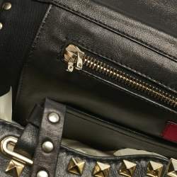 Pre Owned Valentino Black Leather Medium Rockstud Studded Trapeze Tote