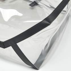 Pre Owned Valentino Black/Clear PVC and Leather Grande VLTN Plage Tote