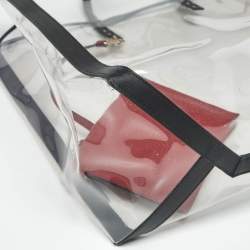 Pre Owned Valentino Black/Clear PVC and Leather Grande VLTN Plage Tote