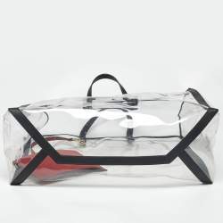 Pre Owned Valentino Black/Clear PVC and Leather Grande VLTN Plage Tote
