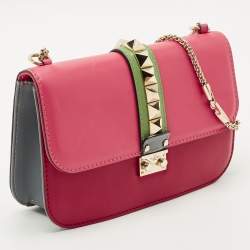 Pre Owned Valentino Multicolor Leather Medium Glam Lock Shoulder Bag