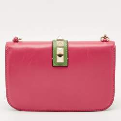 Pre Owned Valentino Multicolor Leather Medium Glam Lock Shoulder Bag