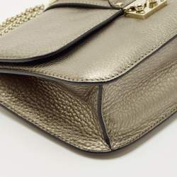 Pre Owned Valentino Metallic Leather Medium Glam Lock Shoulder Bag