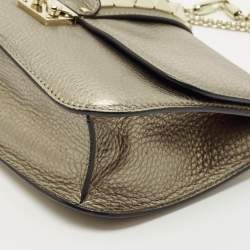 Pre Owned Valentino Metallic Leather Medium Glam Lock Shoulder Bag