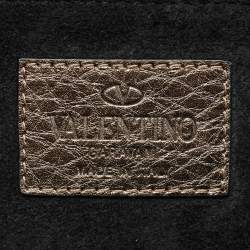 Pre Owned Valentino Metallic Leather Medium Glam Lock Shoulder Bag