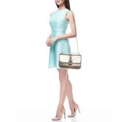 Pre Owned Valentino Metallic Leather Medium Glam Lock Shoulder Bag