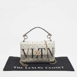 Pre Owned Valentino White Quilted Leather Medium VLTN Rockstud Spike Shoulder Bag