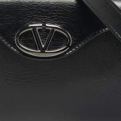 Pre Owned Valentino Black Leather The Bold VLogo Shoulder Bag