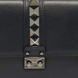 Pre Owned Valentino Black Leather Medium Noir Edition Glam Lock Shoulder Bag