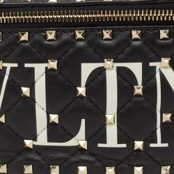 Pre Owned Valentino Black Quilted Leather Rockstud VLTN Belt Bag