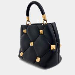 مملوكة مسبقًا Valentino Black Leather Roman Studded Tote and Shoulder Bag