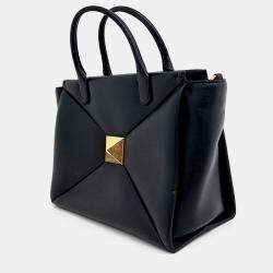 Pre Owned Valentino Black Leather One Stud Tote Bag