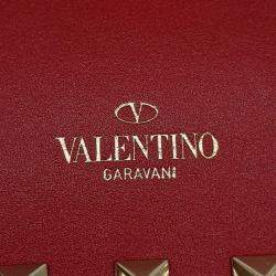 Pre Owned Valentino Red Leather Rockstud Chain Crossbody Bag