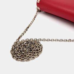 Pre Owned Valentino Red Leather Rockstud Chain Crossbody Bag