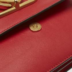 Pre Owned Valentino Red Leather VRing Chain Crossbody Bag