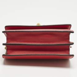 Pre Owned Valentino Red Leather VRing Chain Crossbody Bag