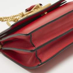 Pre Owned Valentino Red Leather VRing Chain Crossbody Bag