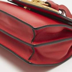 Pre Owned Valentino Red Leather VRing Chain Crossbody Bag