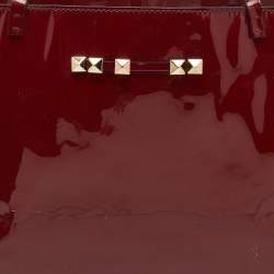 Pre Owned Valentino Dark Red Patent Leather Rockstud Shopper Tote