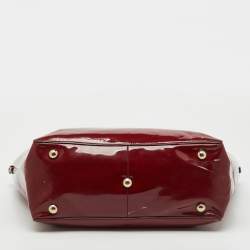 Pre Owned Valentino Dark Red Patent Leather Rockstud Shopper Tote