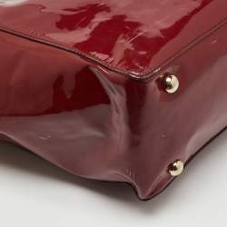Pre Owned Valentino Dark Red Patent Leather Rockstud Shopper Tote