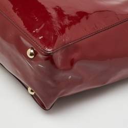 Pre Owned Valentino Dark Red Patent Leather Rockstud Shopper Tote
