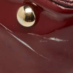 Pre Owned Valentino Dark Red Patent Leather Rockstud Shopper Tote