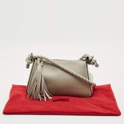 Pre Owned Valentino Grey Leather Braided and Tassel Shoulder Bag