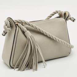 Pre Owned Valentino Grey Leather Braided and Tassel Shoulder Bag