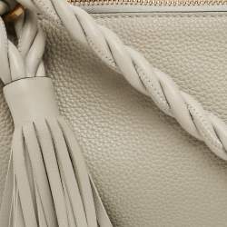 Pre Owned Valentino Grey Leather Braided and Tassel Shoulder Bag