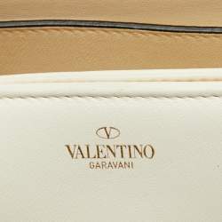 Pre Owned Valentino Off White Leather One Stud Chain Shoulder Bag