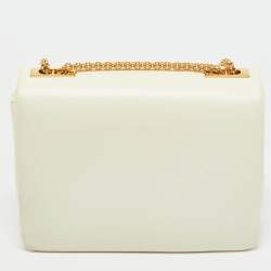 Pre Owned Valentino Off White Leather One Stud Chain Shoulder Bag