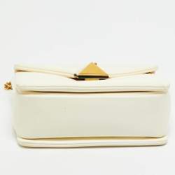Pre Owned Valentino Off White Leather One Stud Chain Shoulder Bag