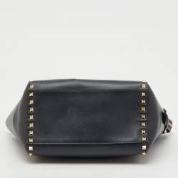 Pre Owned Valentino Dark Grey Leather Rockstud Trapeze Tote
