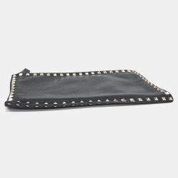 Pre Owned Valentino Black Leather Rockstud Clutch