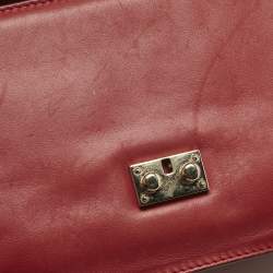 Pre Owned Valentino Red Leather Medium Glam Lock Chain Shoulder Bag
