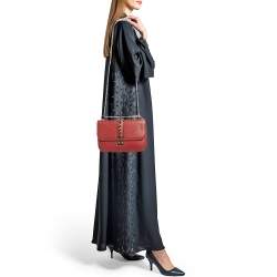 Pre Owned Valentino Red Leather Medium Glam Lock Chain Shoulder Bag
