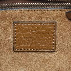 Pre Owned Valentino Brown Leather Rockstud Drawstring Bucket Bag