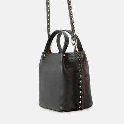 Pre Owned Valentino Garavani Rockstudded Tote Bag Black Leather
