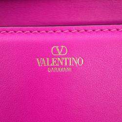 Pre Owned Valentino Garavani Loco 2Way Shoulder Bag Pink Leather Size Small