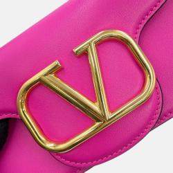 Pre Owned Valentino Garavani Loco 2Way Shoulder Bag Pink Leather Size Small