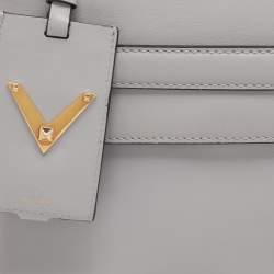 Pre Owned Valentino Ash Grey Leather My Rockstud Top Handle Bag