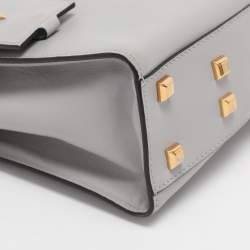Pre Owned Valentino Ash Grey Leather My Rockstud Top Handle Bag