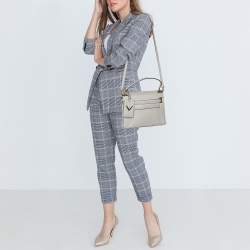 Pre Owned Valentino Ash Grey Leather My Rockstud Top Handle Bag