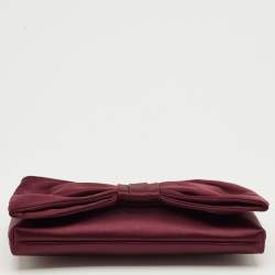 Pre Owned Valentino Red Satin Bow Clutch