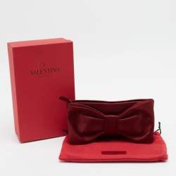 Pre Owned Valentino Red Satin Bow Clutch