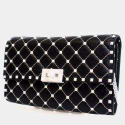 Pre Owned Valentino Lambskin Free Rockstud Spike Wallet On Chain