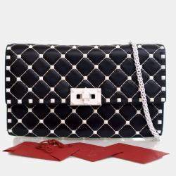 Pre Owned Valentino Lambskin Free Rockstud Spike Wallet On Chain